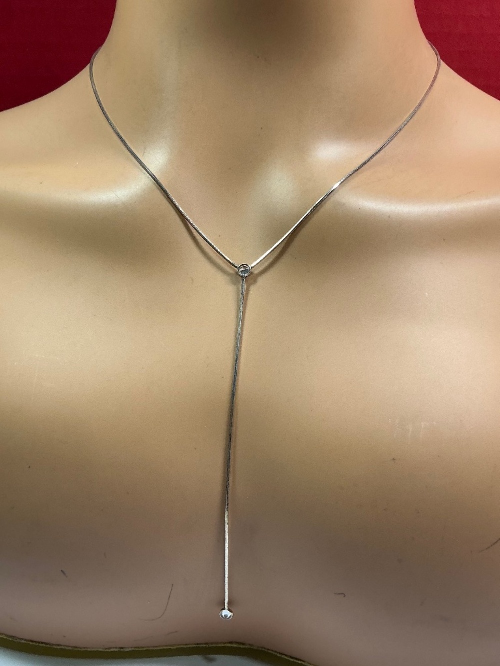 Dyadema Sterling Silver Y Necklace with clear stones. 20 to 22 inches long